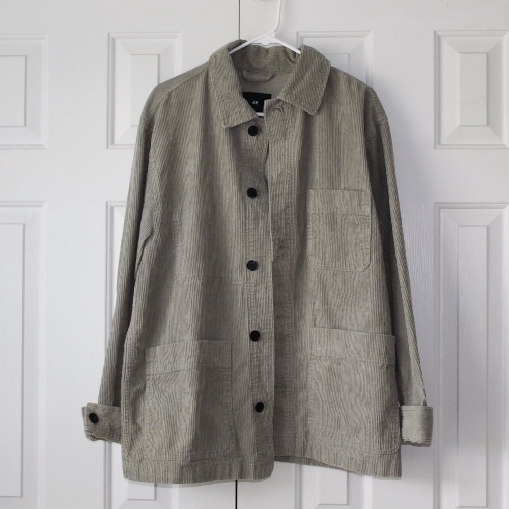 H&M Green/Khaki Corduroy Jacket Men's - Large